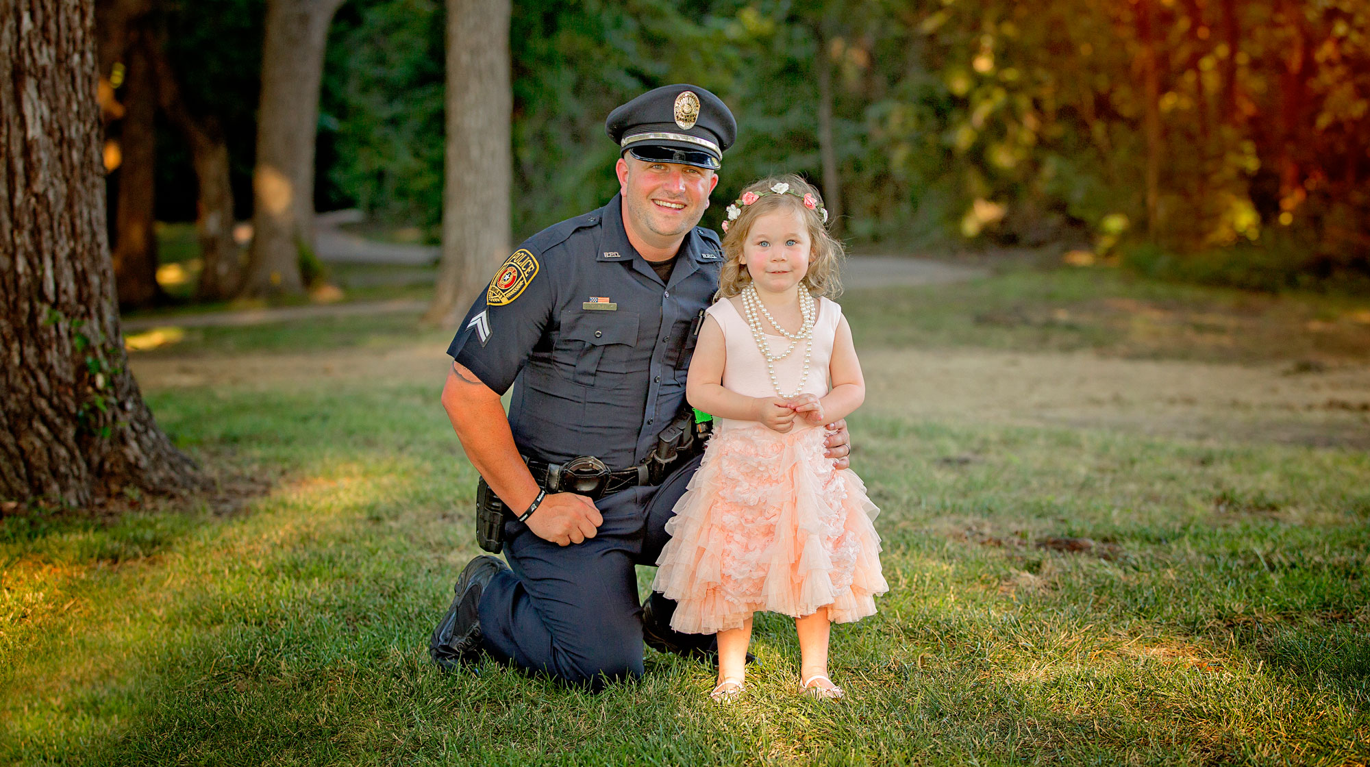 Little Girl Tea Party With Cop
