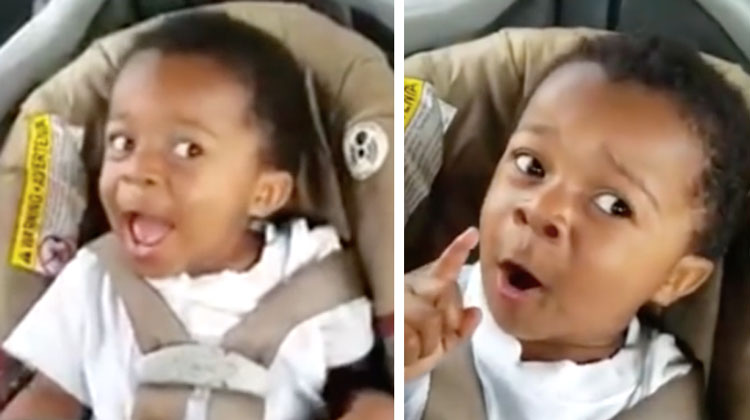 baby singing in carseat