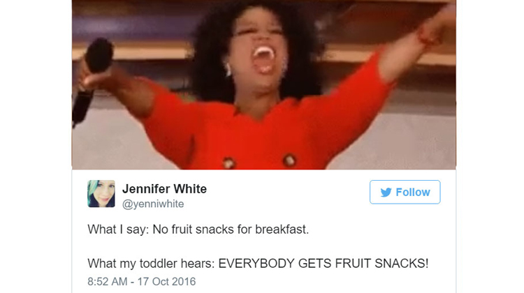 Oprah above tweet about fruit snacks