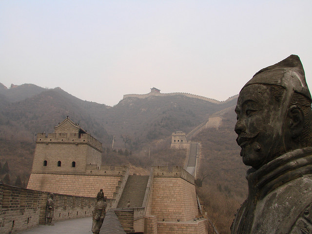 Great Wall of China With Statue