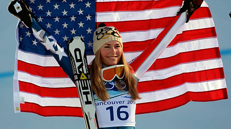 Lindsey vonn with flag
