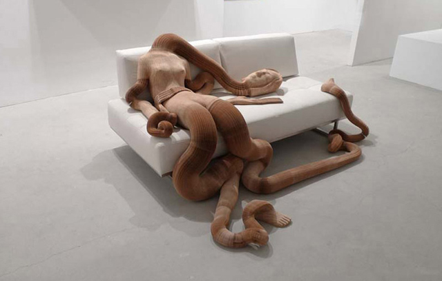 Sculpture-twisted-and-laying-on-couch