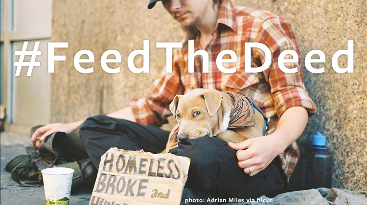 Image of homeless man and his dog.