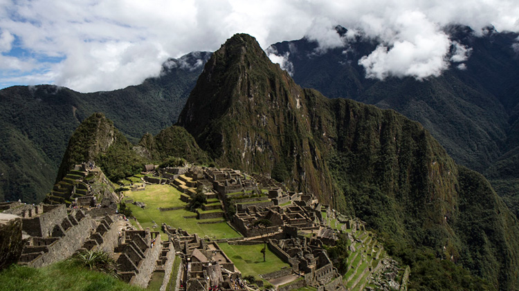View of Macchu Picchu from a neighboring mountain peak