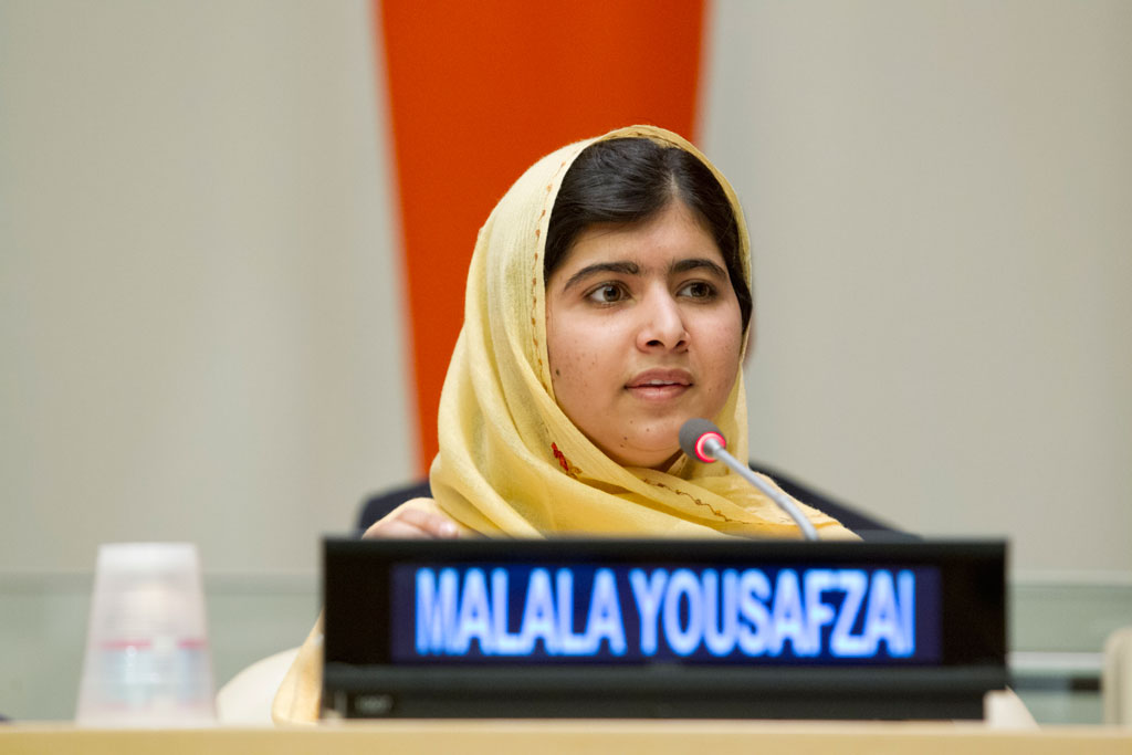 Malala Yousafzai giving speech