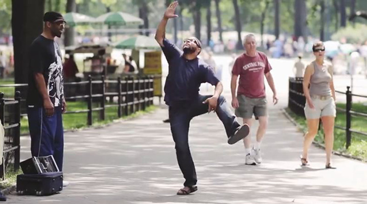 man dancing mid pose