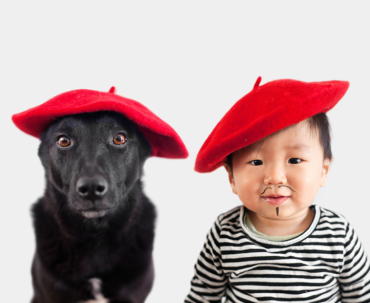 dog and baby are french