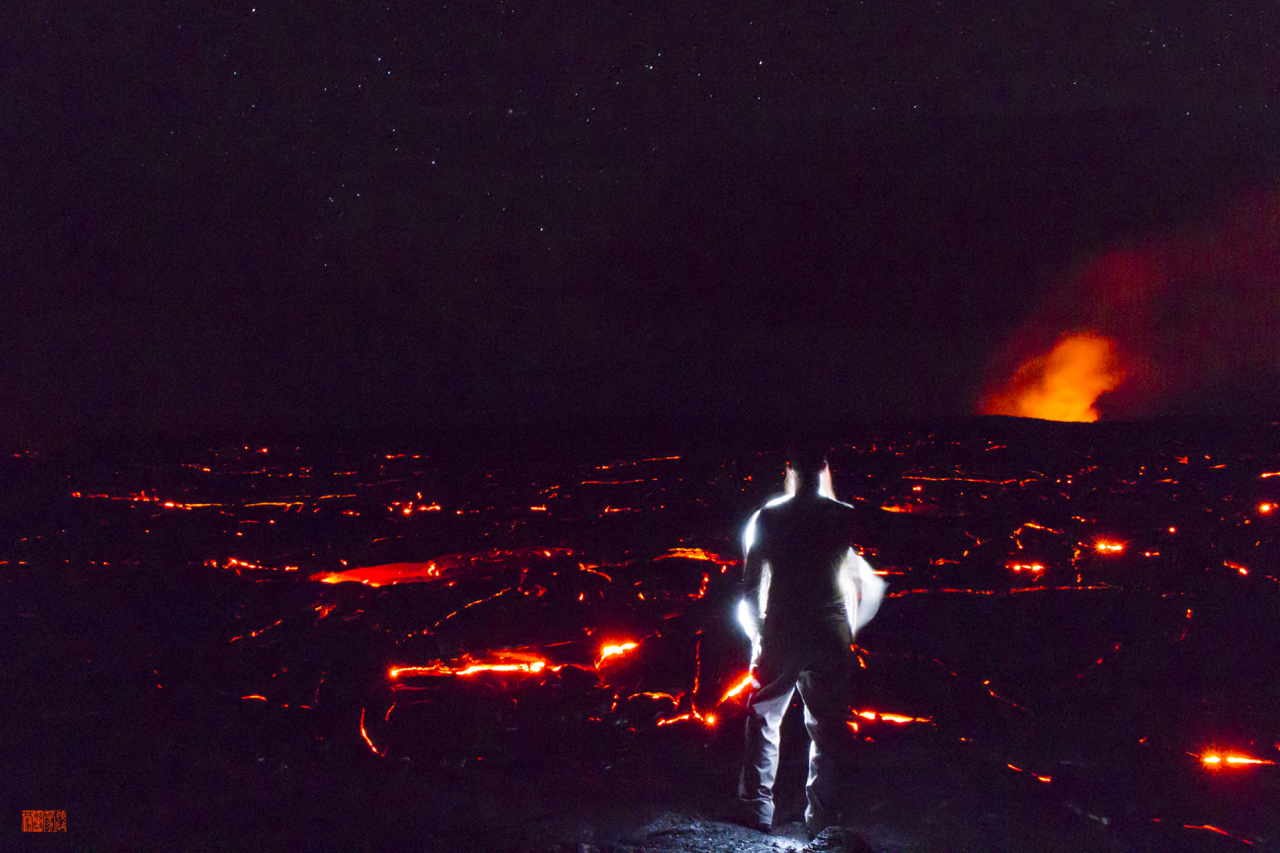 Daniel Fox traveling, lava and mountainous regions
