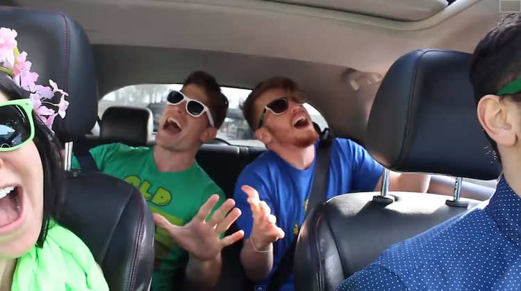 friends singing in the car