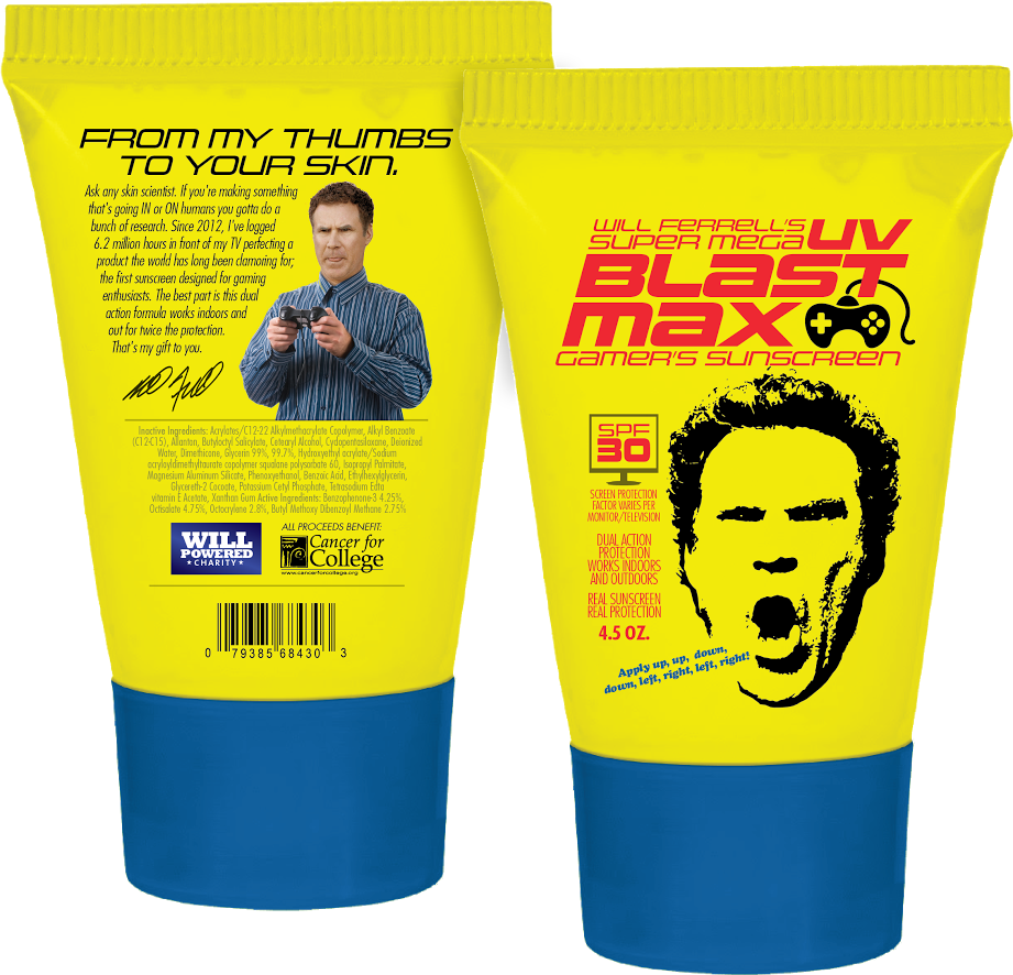 will ferrell's limited edition sunscreen for gamers as a prize