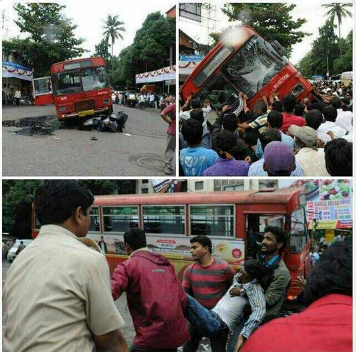 students saved by strangers after getting trapped under a bus