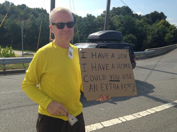 Bob Blackley gives $5 bills away on the street on his birthday 
