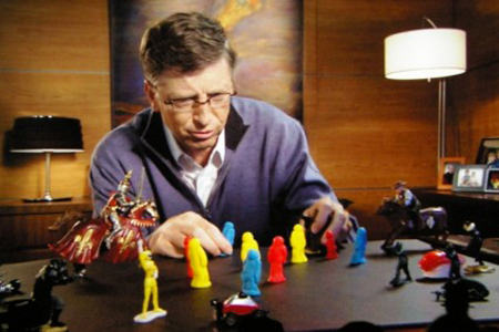 bill gates thinking deeply at his office