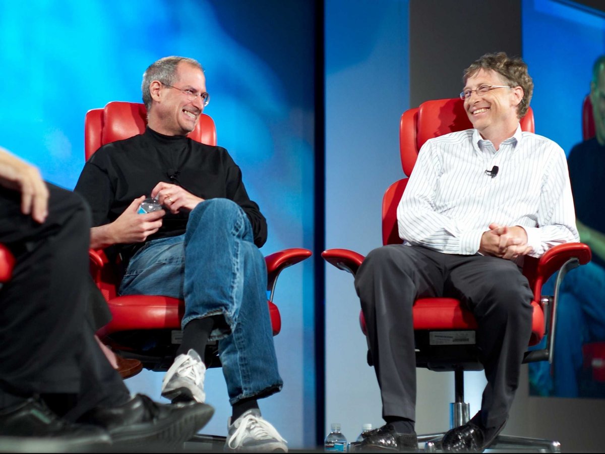 steve jobs and bill gates giggling years later