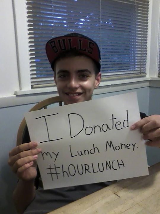 boy donates lunch money 