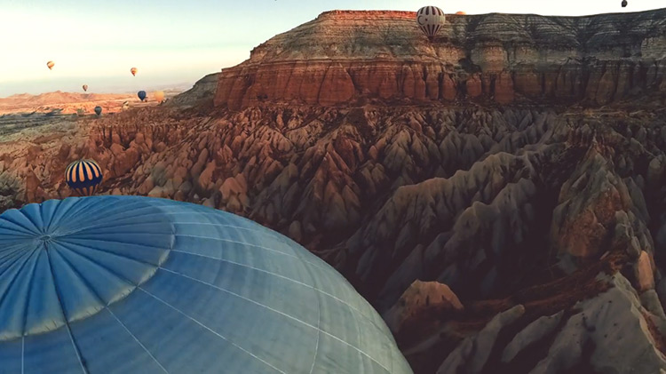 Hot air balloons flying over Turkey