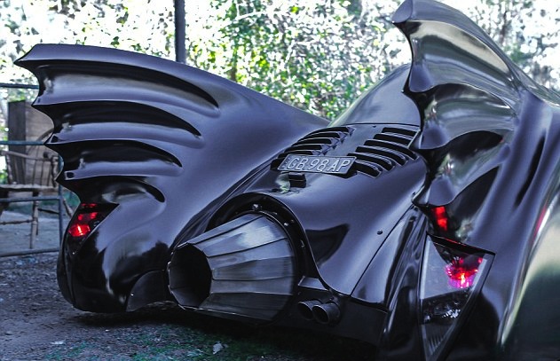 back of batmobile with bat wings