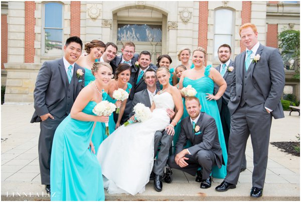 joey and michelle with bridesmaids and groomsmen 