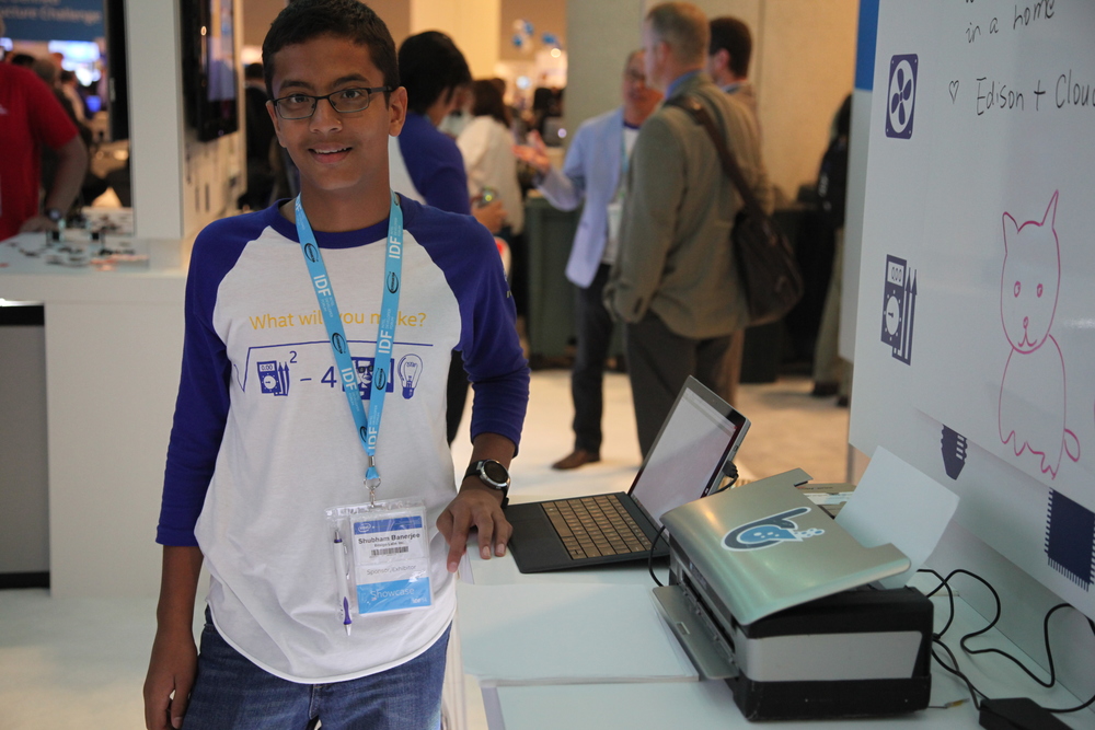shubham banerjee at intel conference presenting braigo 2.0