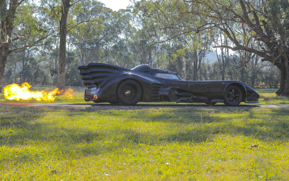 batman car leaves trail of flames