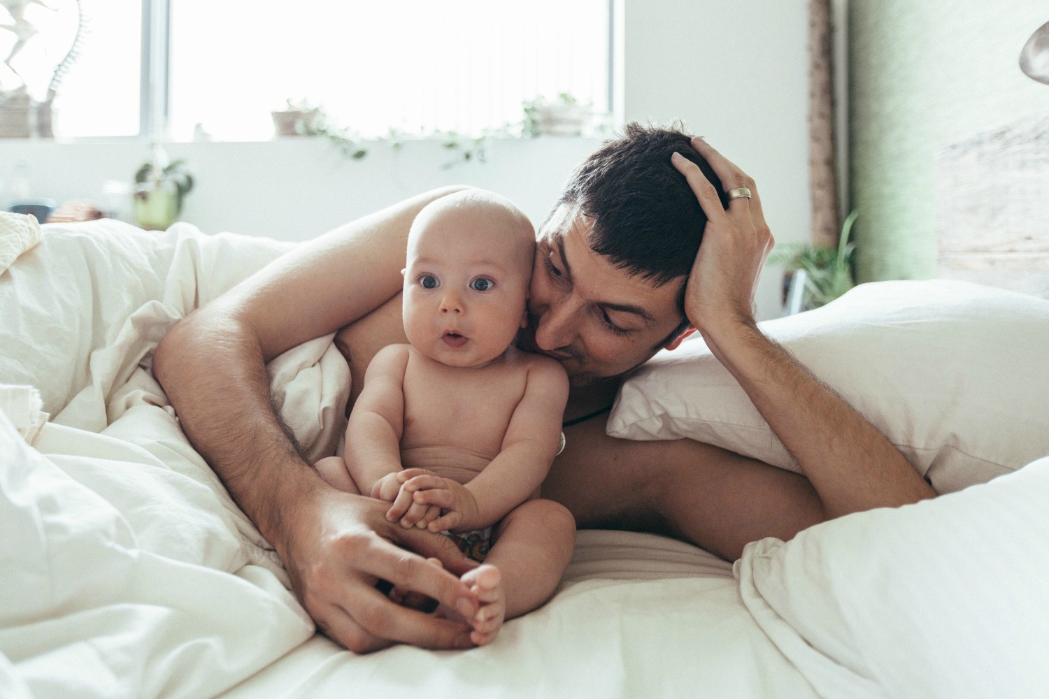 baby and dad hanging out
