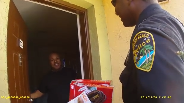 surprise family with christmas decor