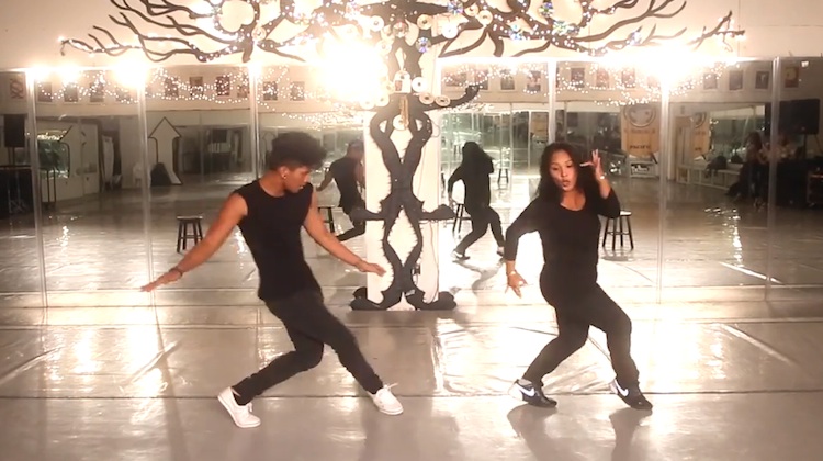 mom and son dance to usher