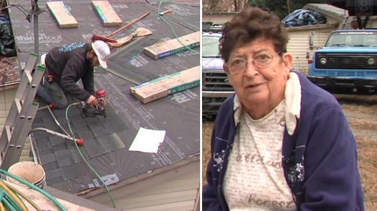 men giving free roof to grandma