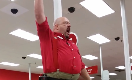 target employee raises fist