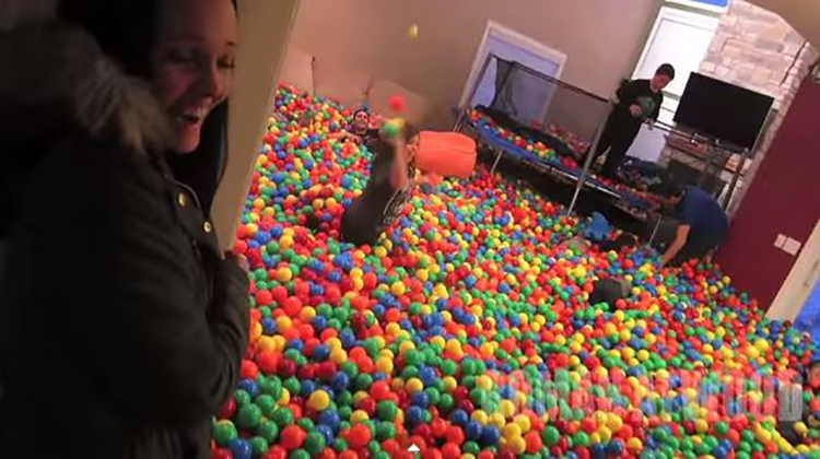 kids going nuts at ball pit