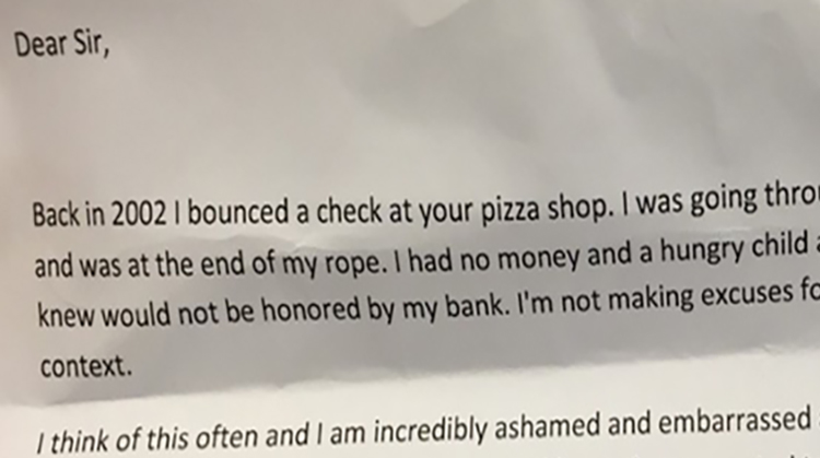 letter of bounced check