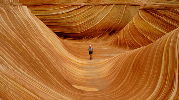 Hiker at the wave in Arizona