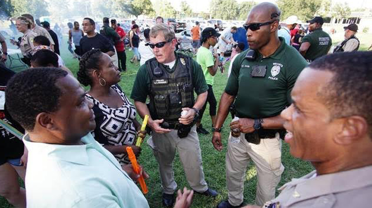 cops talking at bbq