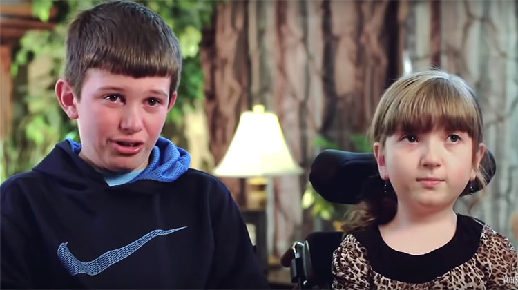 Brother tears up talking about special needs sister