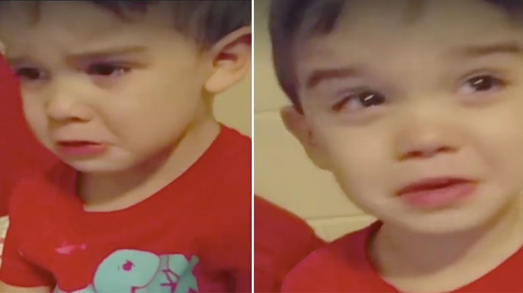 Boy crying dinner is too cute