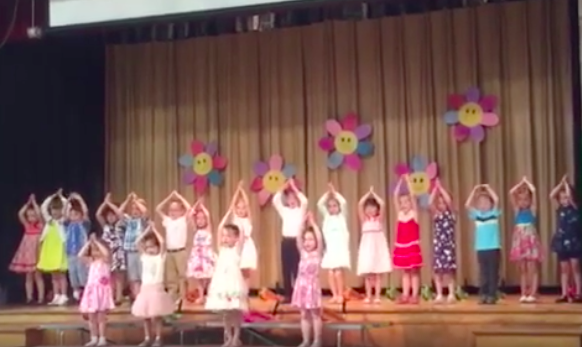 Pre-k kids singing How Sweet It Is at graduation
