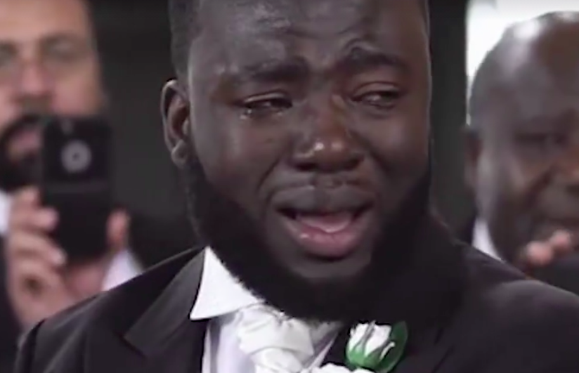 Gabriel Deku in tears at wedding