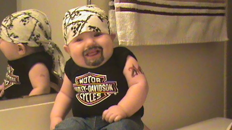 baby dressed as Harley biker