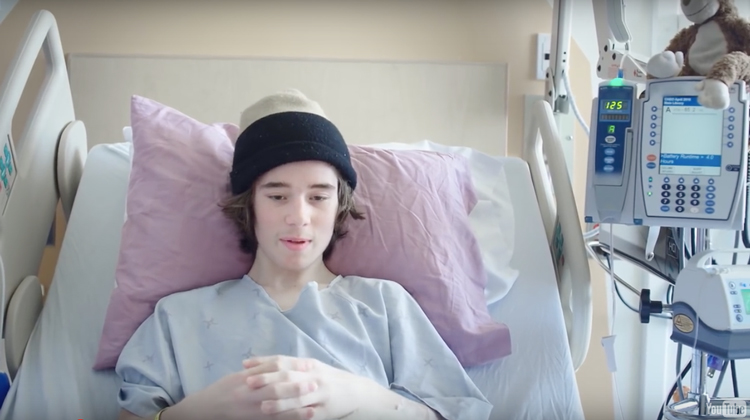 sick teen in hospital