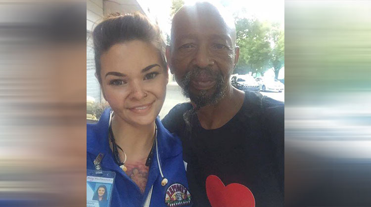 homeless man with pokemon go girl
