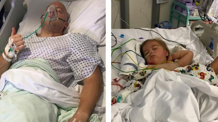 dad and daughter in hospital for kidney transplant