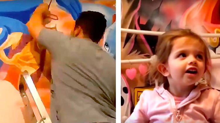 disney mural daughter amazed by dads painting