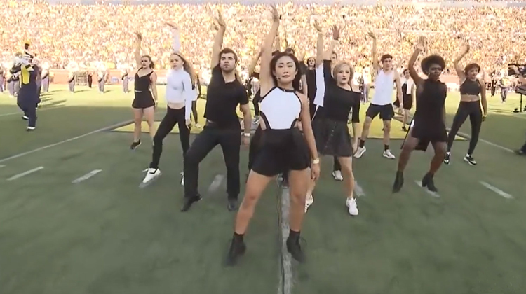 chicago dancers in front of michigan band