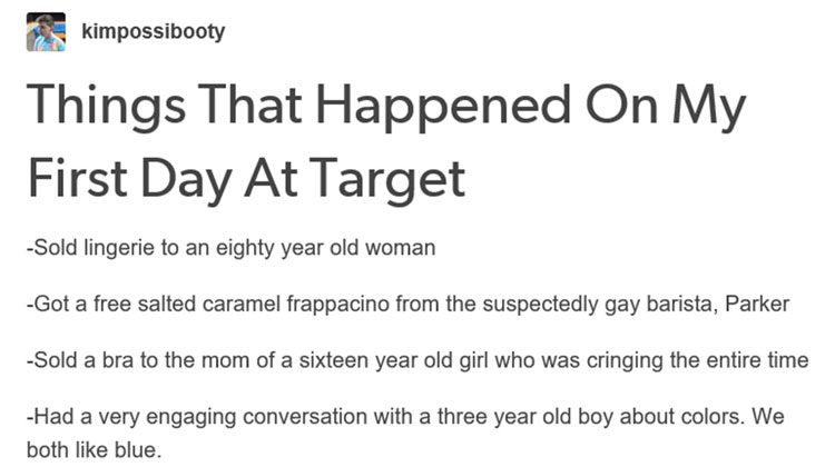 first day at target tumblr post
