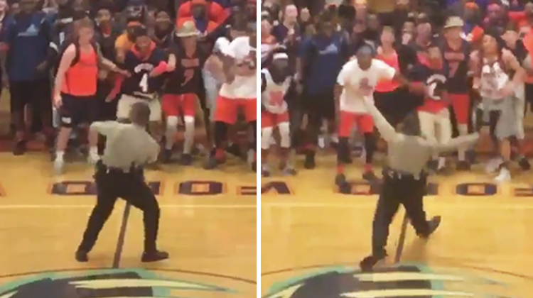 cop busts out beyonce moves at pep rally