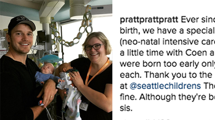 chris pratt holds premie babies