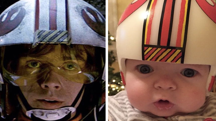 baby mimics luke skywalker rebel helmet