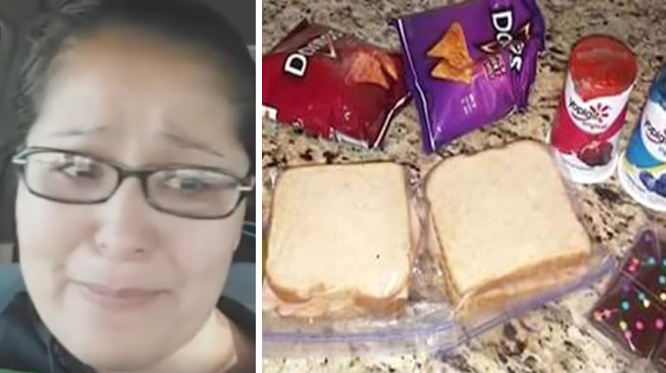 mom in tears and two lunches