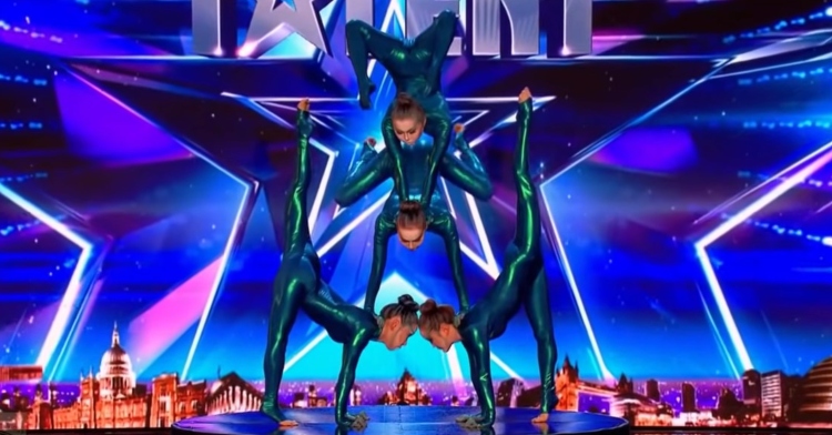 Contortionist group on "Britain's Got Talent" getting into an impressive formation.
