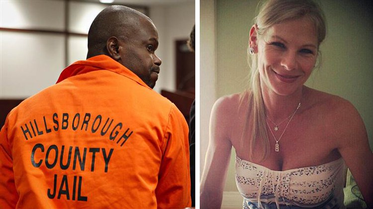 man in orange prisoner outfit and woman